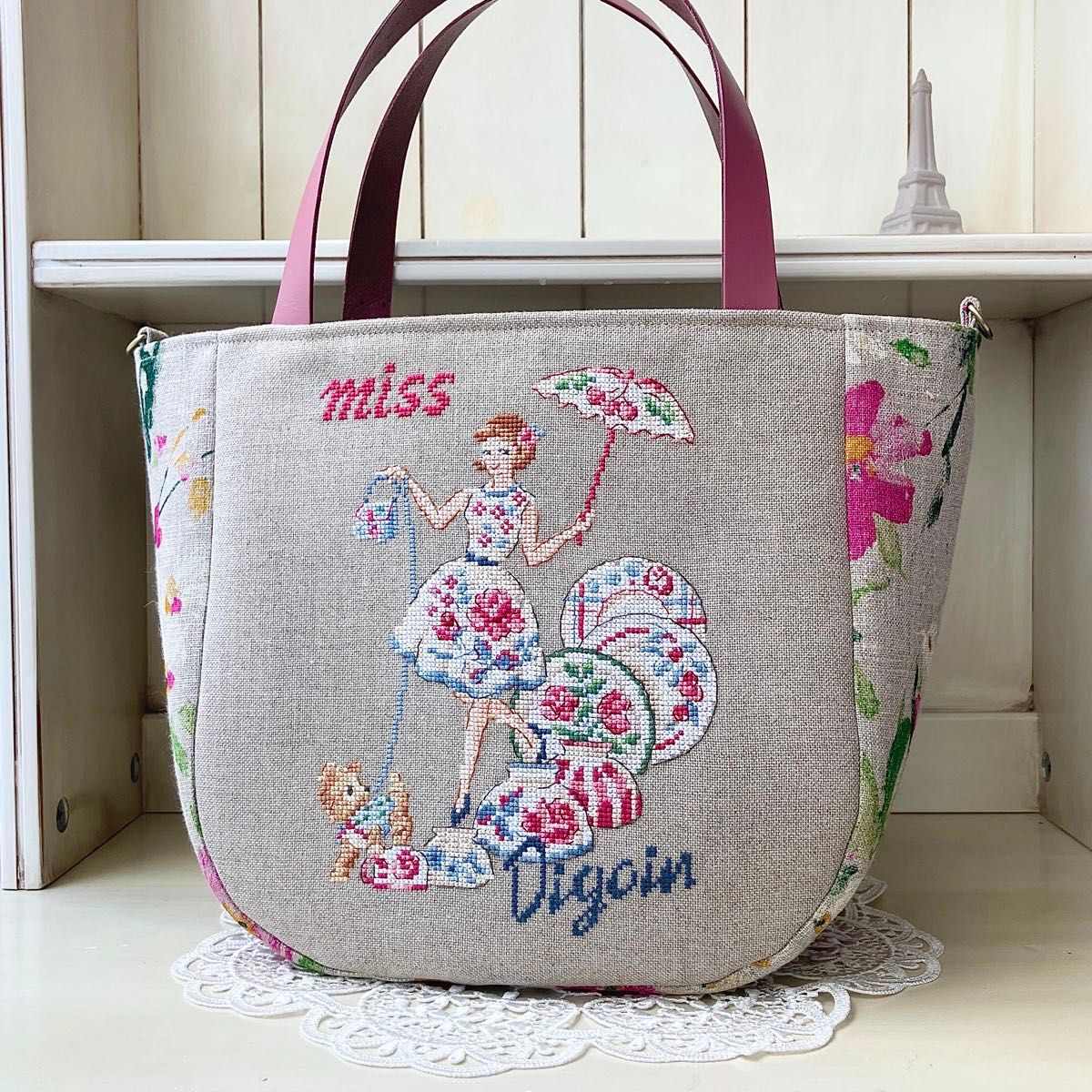 クロスステッチBigトートバッグ】ヴェロニク フランスリネン