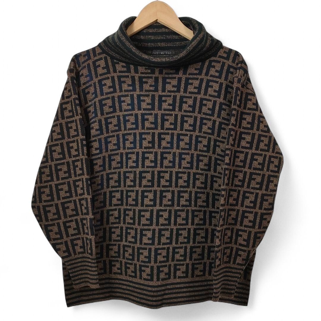 美品』 FENDI フェンディ ズッカ 総柄 タートルネック ニットセーター