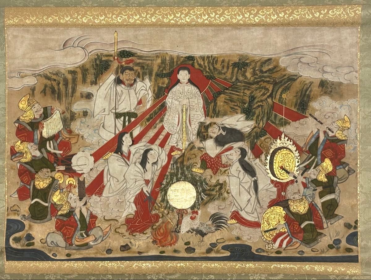 天の岩戸の図（天岩戸）」極彩色 江戸時代中期頃筆 1幅|伊勢神宮 神道