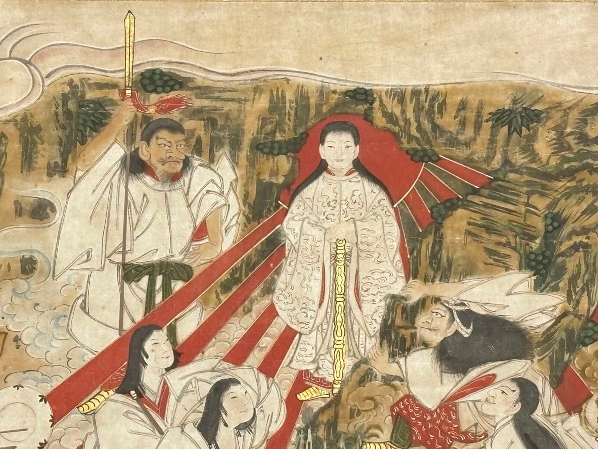 天の岩戸の図（天岩戸）」極彩色 江戸時代中期頃筆 1幅|伊勢神宮 神道