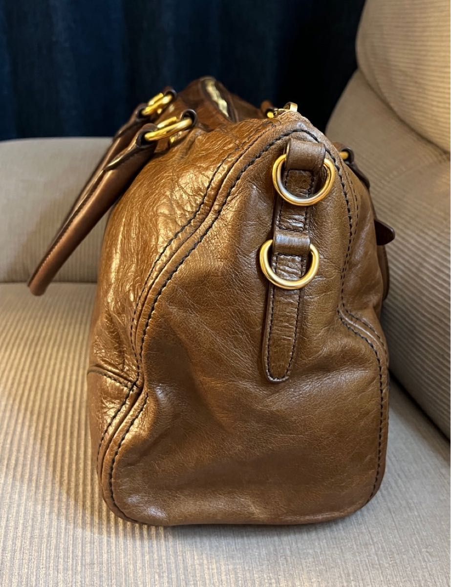 正規品 PRADA プラダ ヴィンテージ レザー ショルダー トートバッグ