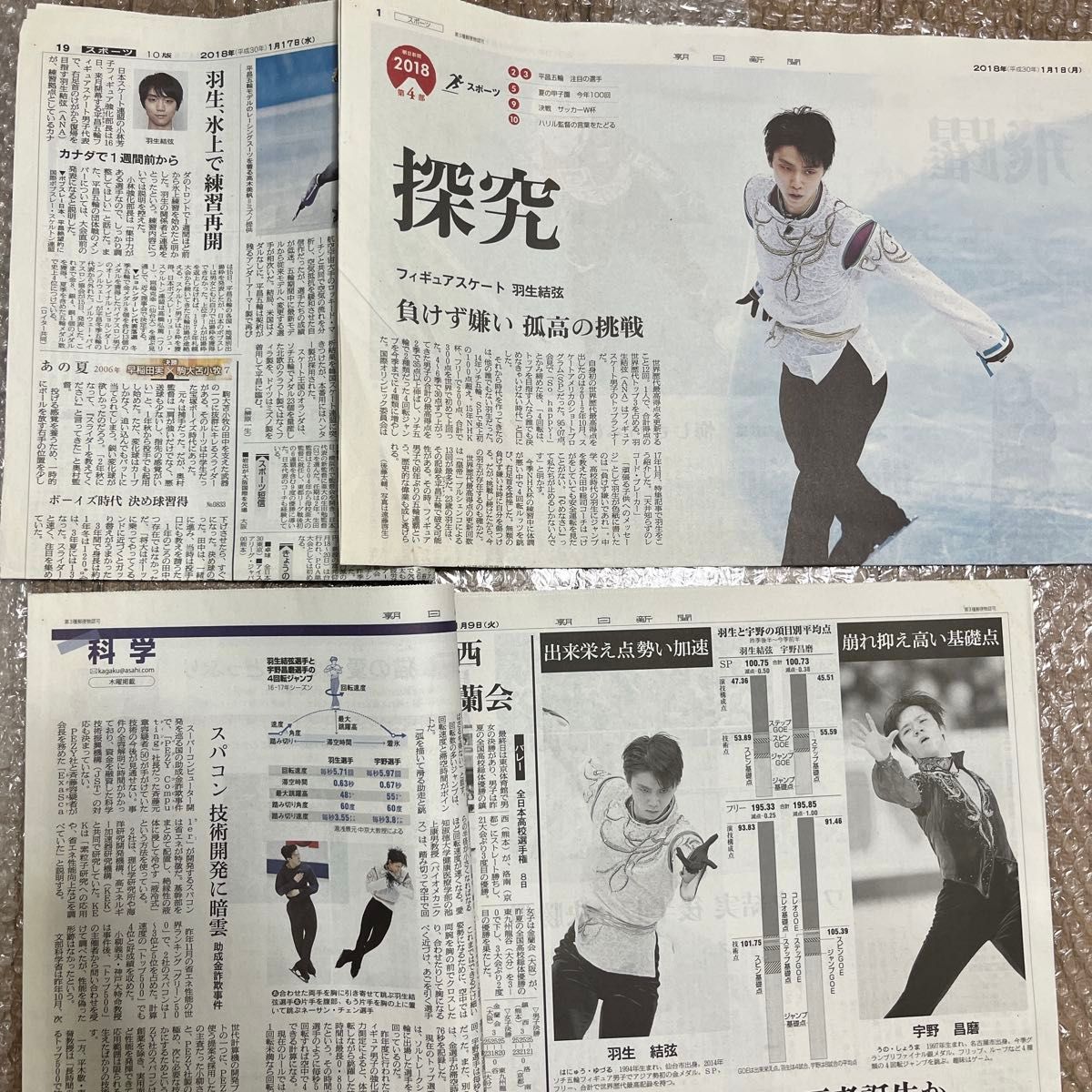 匿名配送・送料無料｜羽生結弦 2018年 新聞 63枚 まとめ売り 平昌五輪