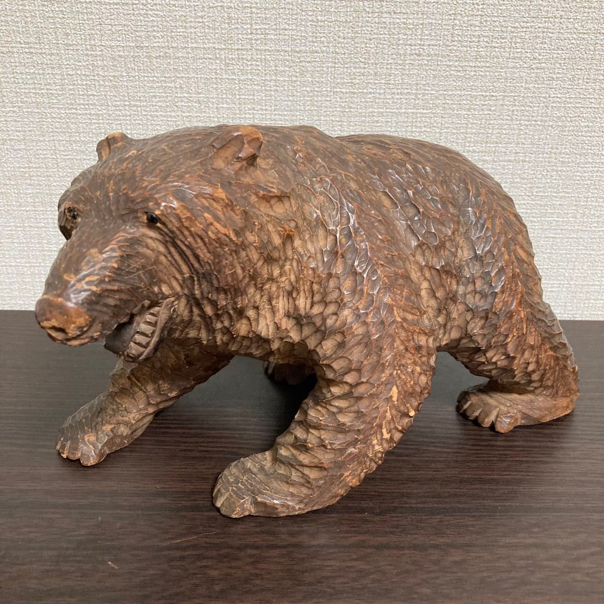 熊【八雲】木彫り ガラス目 時代作品 彫刻 アイヌ 民芸 北海道｜Yahoo