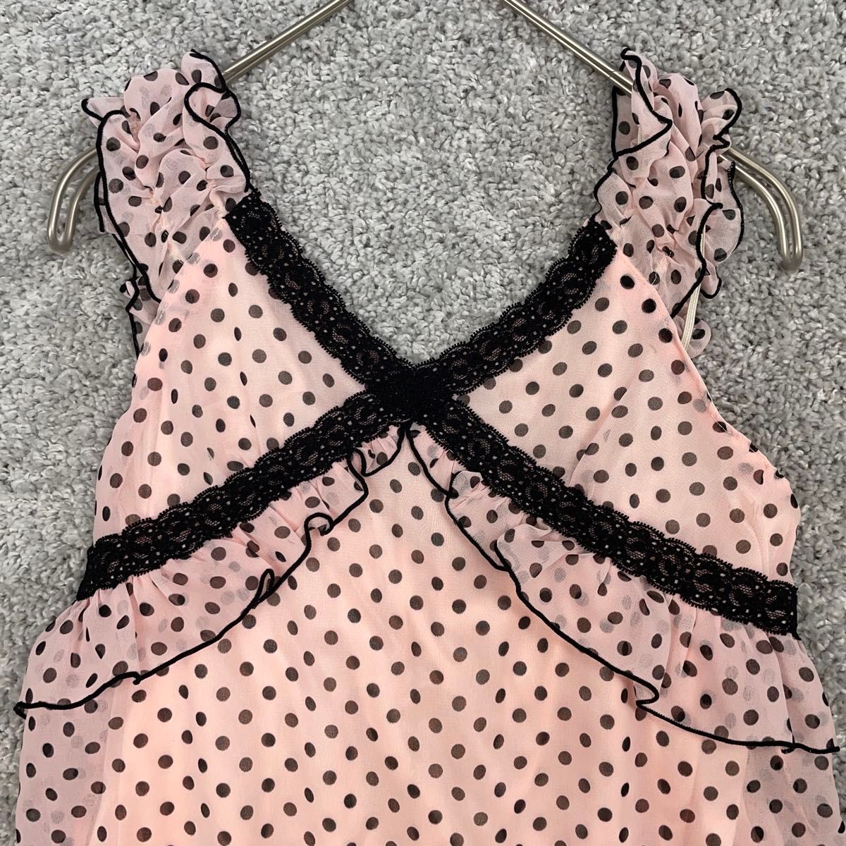 TRALALA de LIZ LISA ドット柄 フリルワンピース キャミソール ピンク