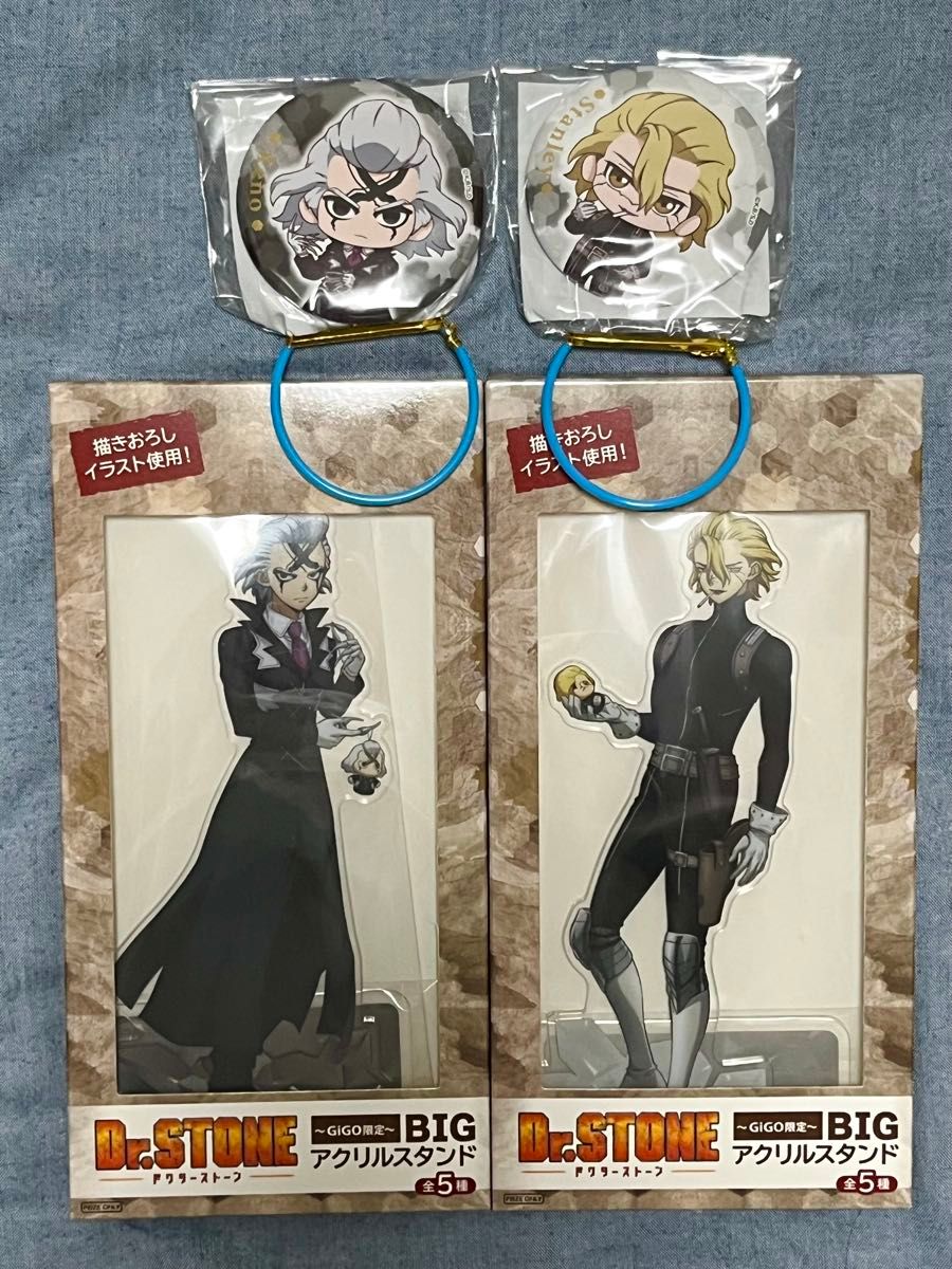 GiGO限定 Dr STONE BIGアクリルスタンド＆ミニキャラ缶バッジセット Dr