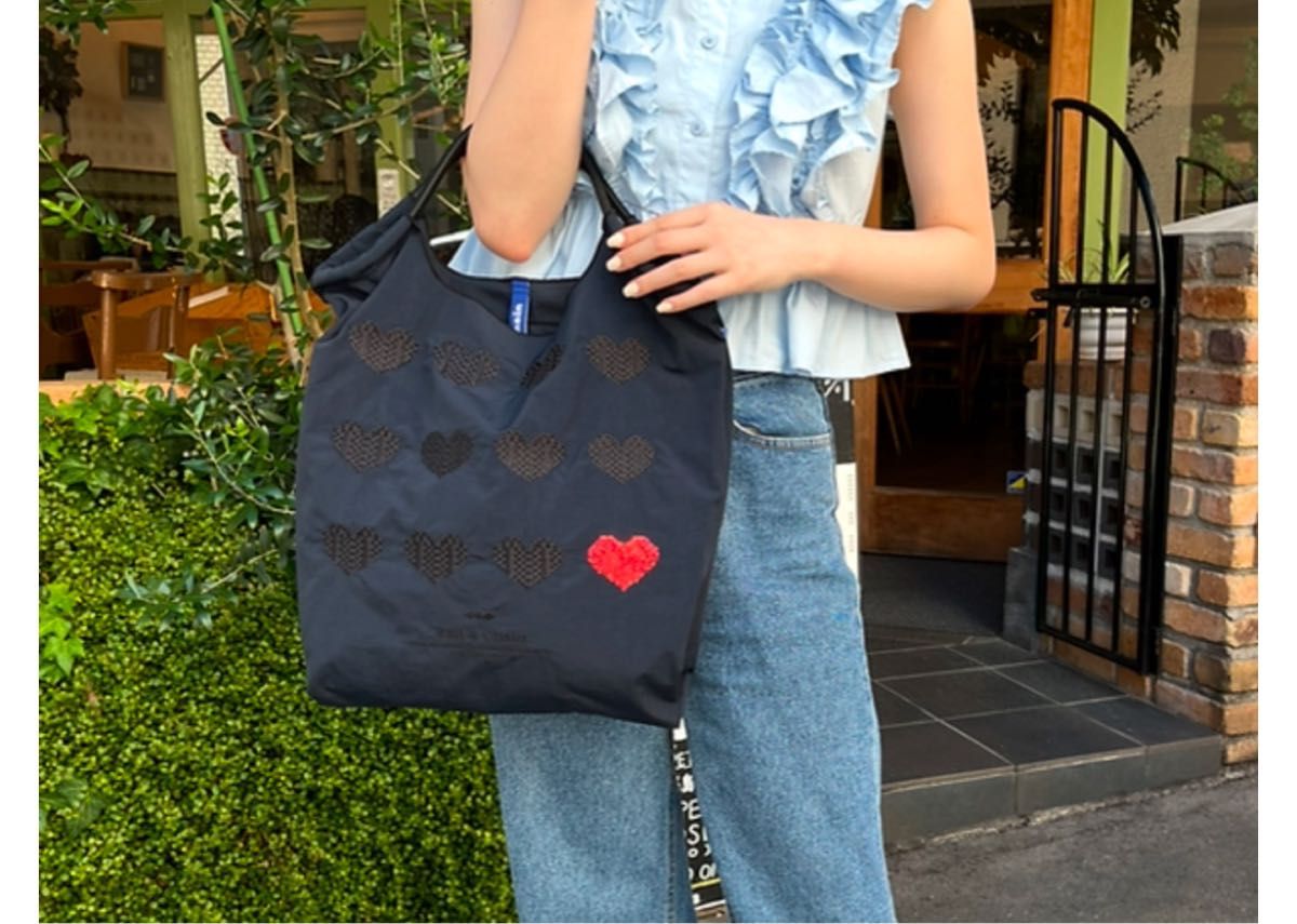 ボールアンドチェーン 神戸限定ハート ネイビー エコバッグ Mサイズ