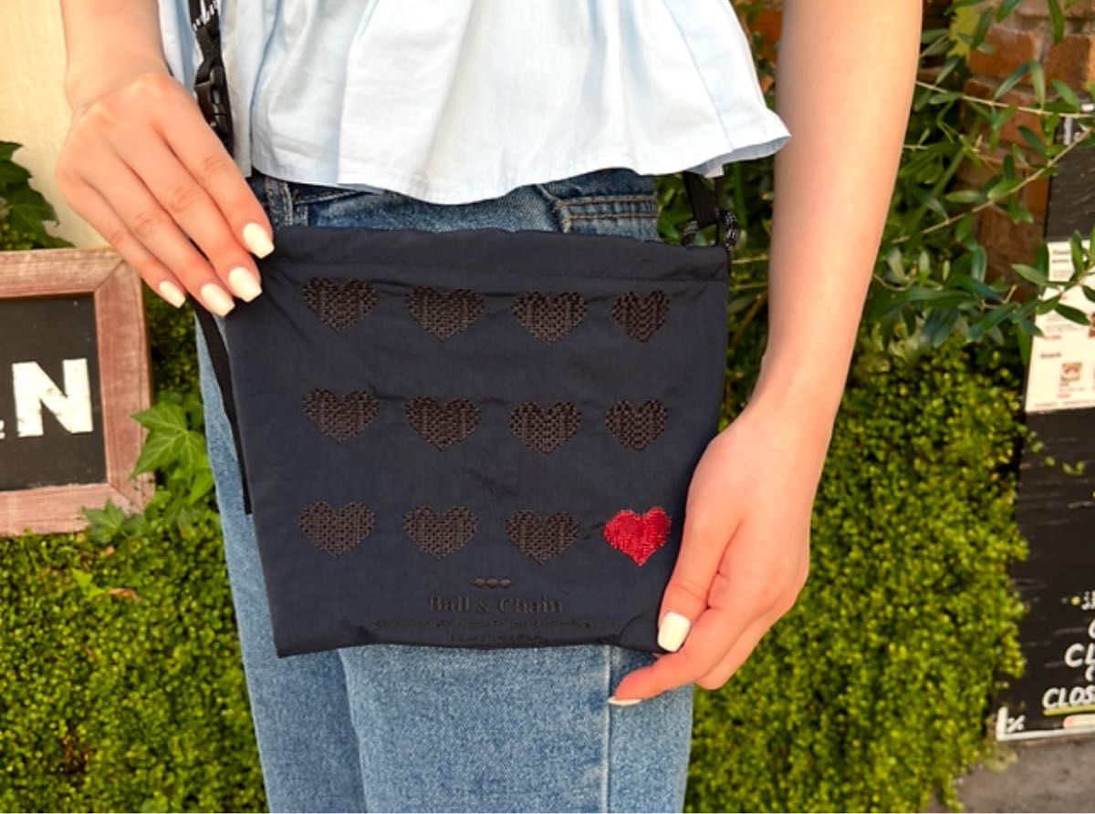 ボールアンドチェーン 神戸限定ハート ネイビー エコバッグ ポーチとM