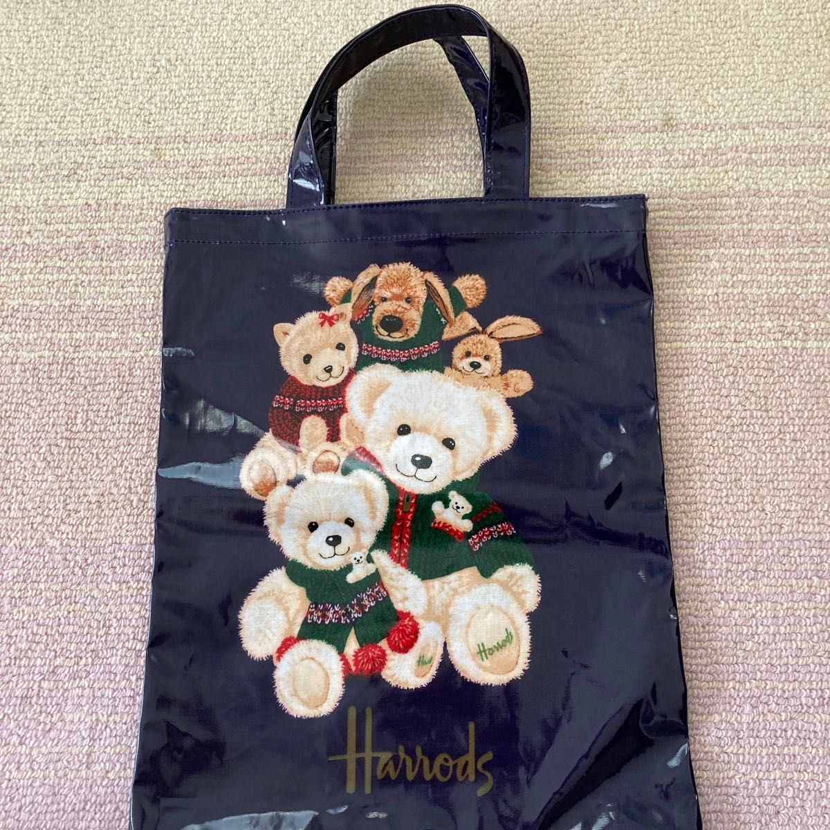 Harrods ハロッズ トートバッグ くま ベア ネイビー クリスマス｜Yahoo