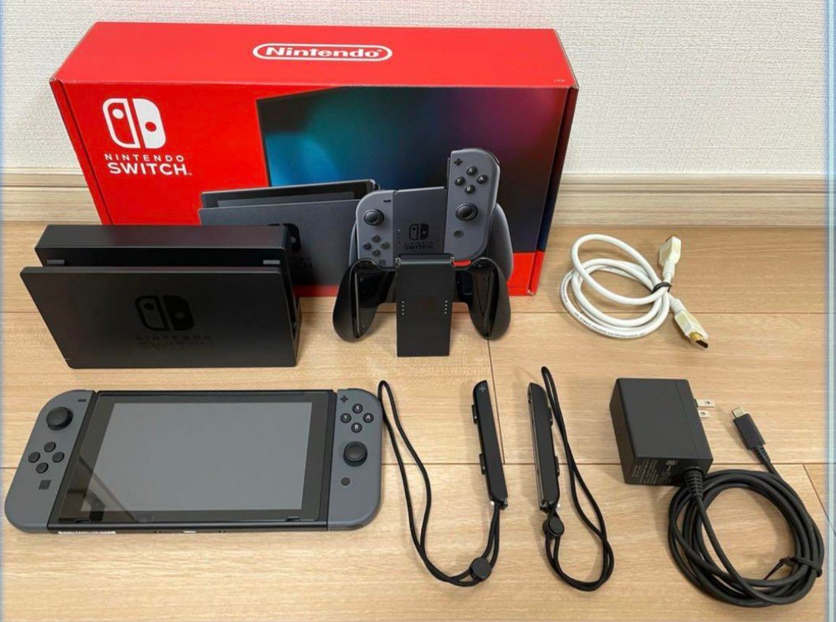 Nintendo Switch 本体 グレー付属品あり 箱付き 付属品完備】Nintendo