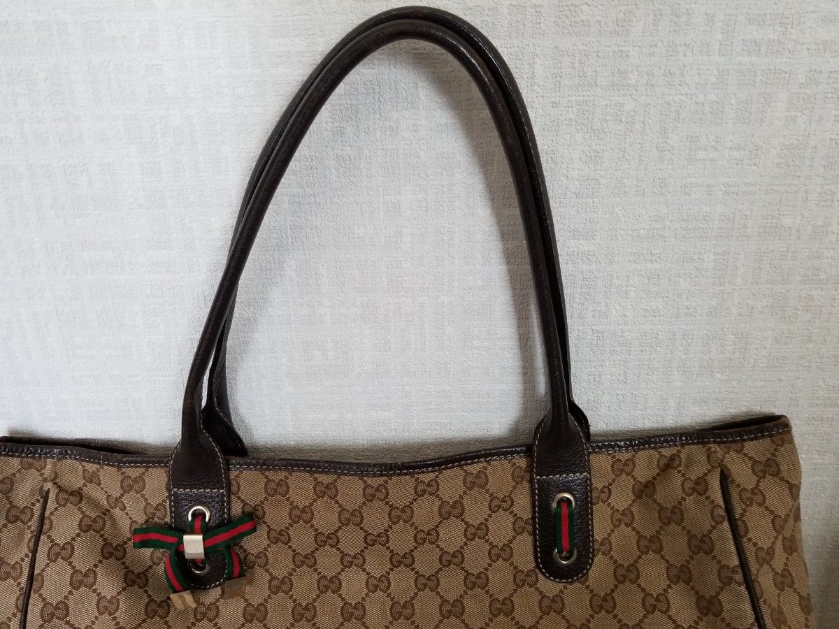 A4収納可】GUCCI グッチ GGキャンバス トートバッグ 161719 シリアル