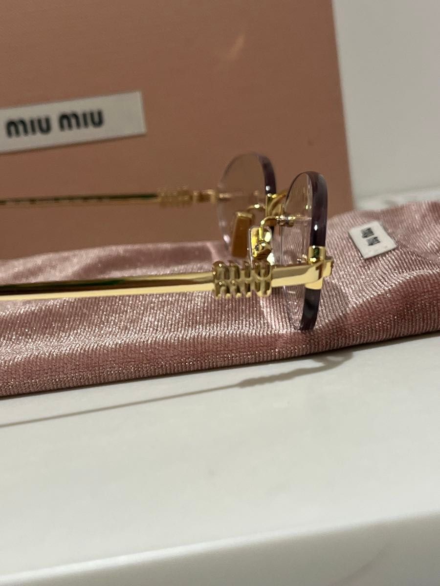 miumiu リムレスメガネ MIUMIU ロゴサングラス メガネ ミュウミュウ
