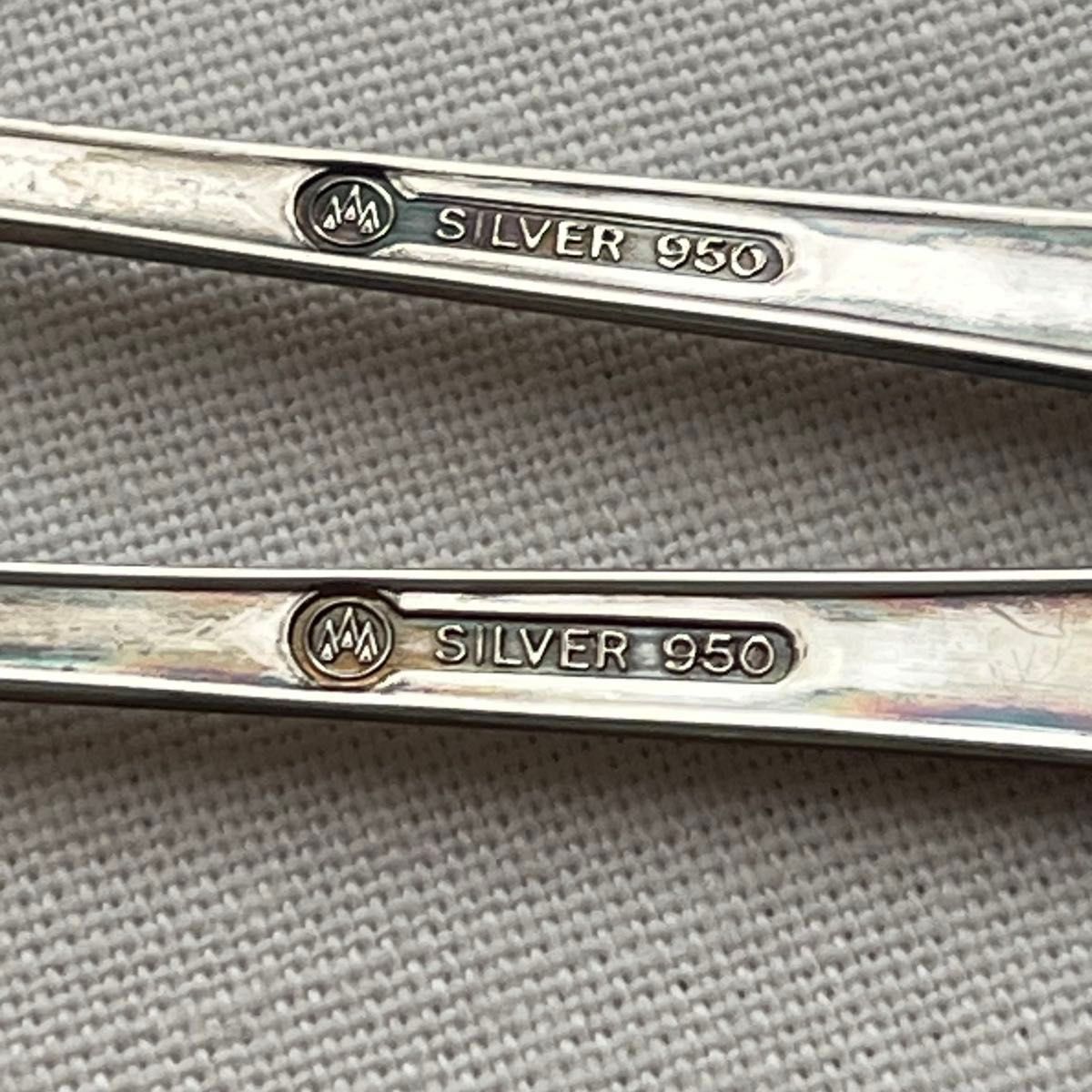 ラッキーウッド 純銀 シルバー950 コーヒースプーン 2本 silver950