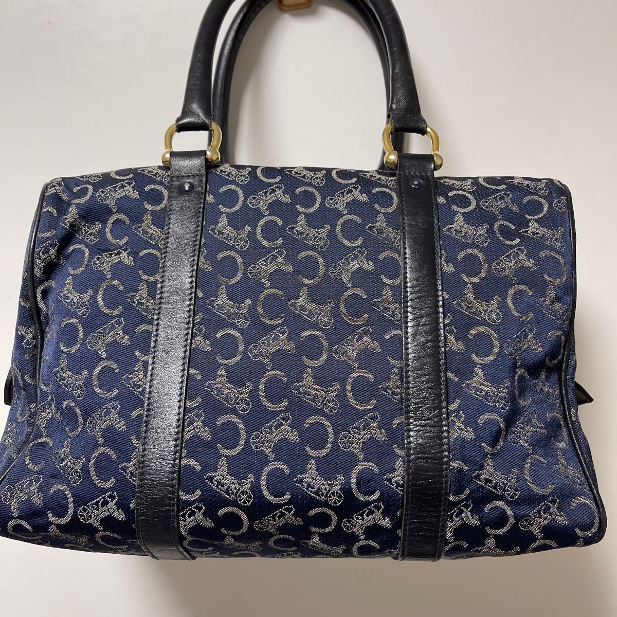 CELINE セリーヌ 馬車柄 Cマカダム ミニボストンバッグ ネイビー