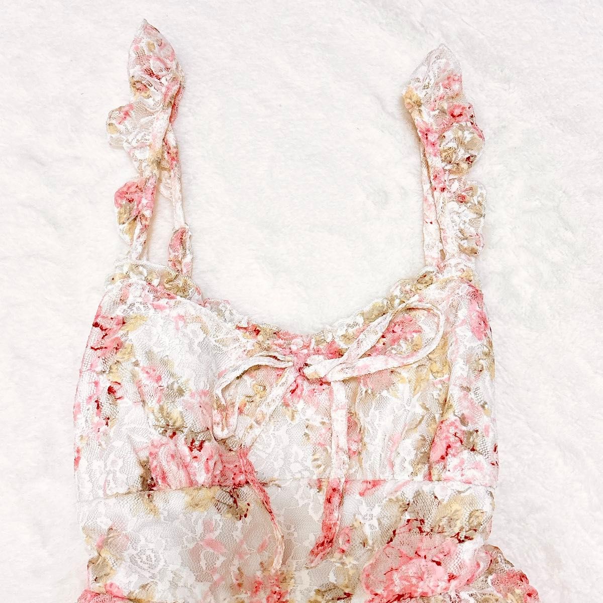 美品 リズリサ キャミワンピース フリル レース 花柄 平成 y2k 姫