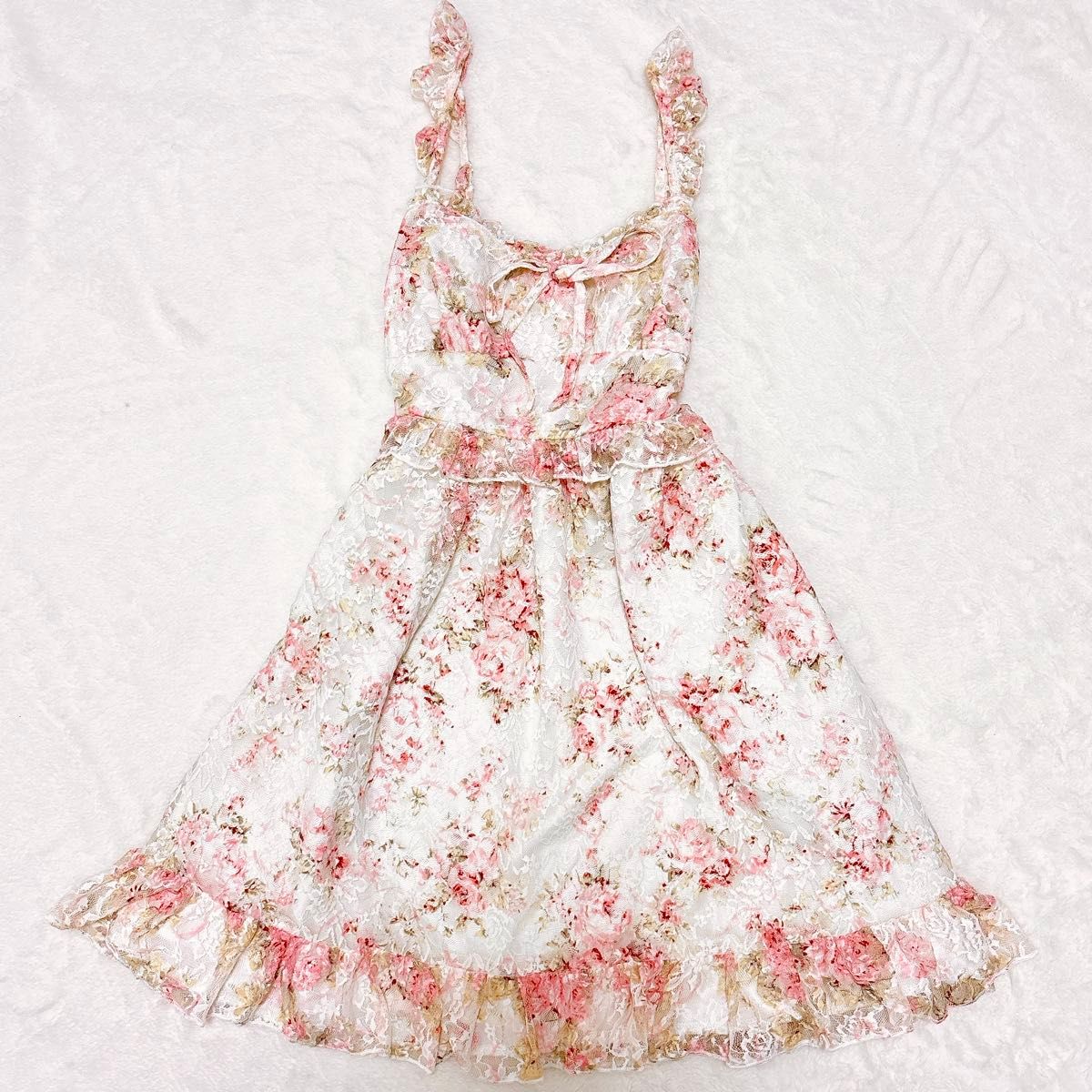 美品 リズリサ キャミワンピース フリル レース 花柄 平成 y2k 姫