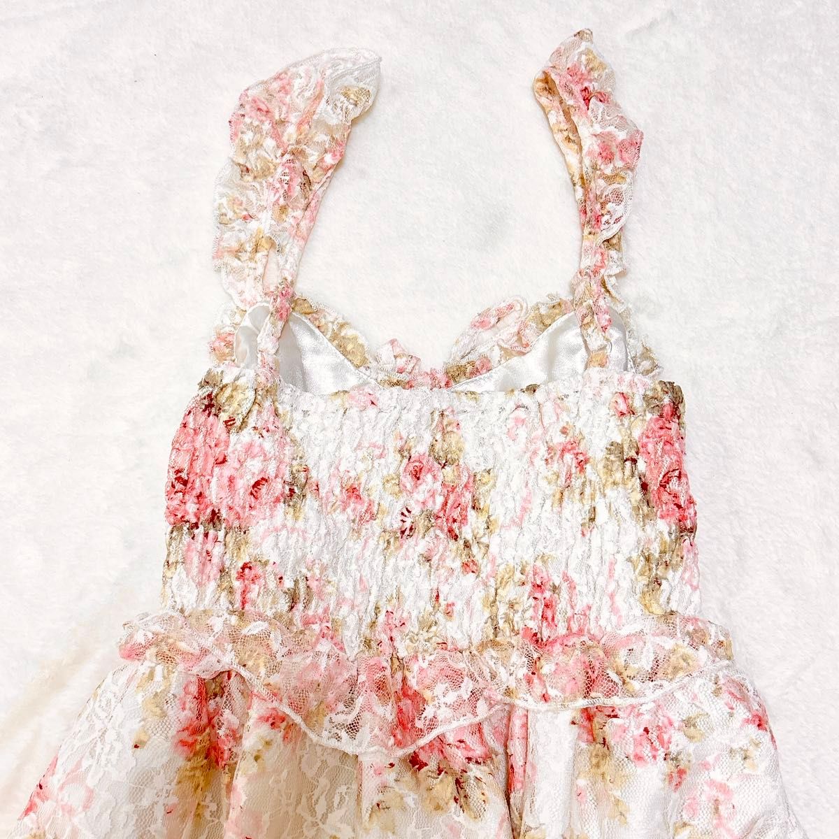 美品 リズリサ キャミワンピース フリル レース 花柄 平成 y2k 姫