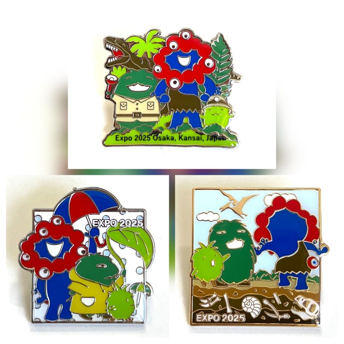 完売品 ミャクミャクとモリゾー&キッコロ コラボピンバッジ3個セット