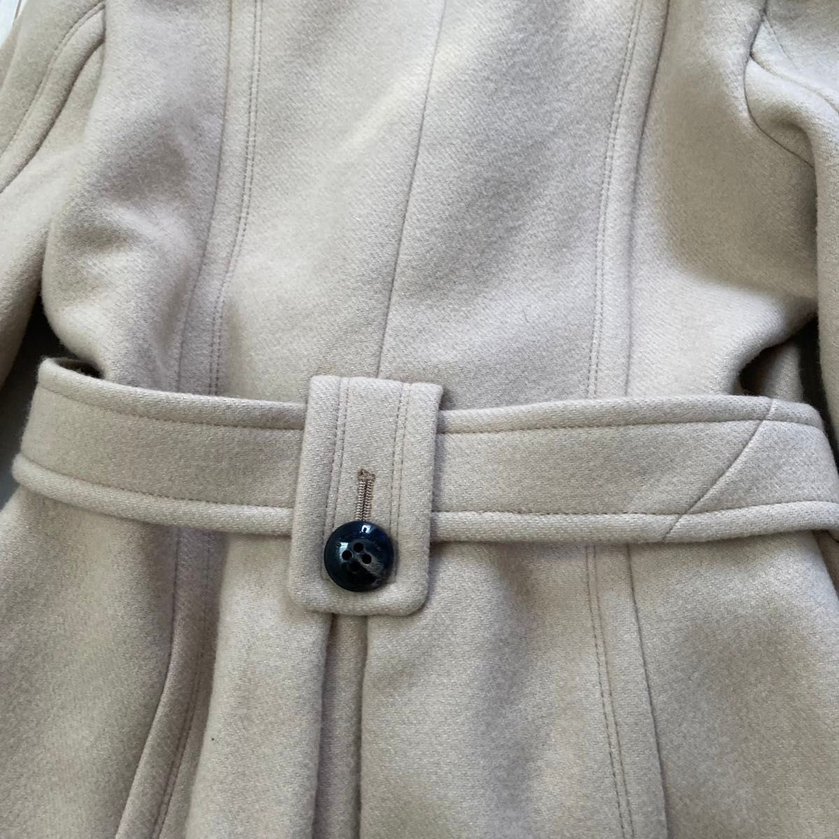 バーバリーブルーレーベル フォックスファー襟2WAYノバチェックウール