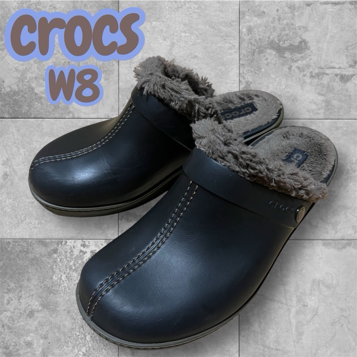 クロックス crocs コブラー サボサンダル W8 黒 ボア 廃盤品｜Yahoo