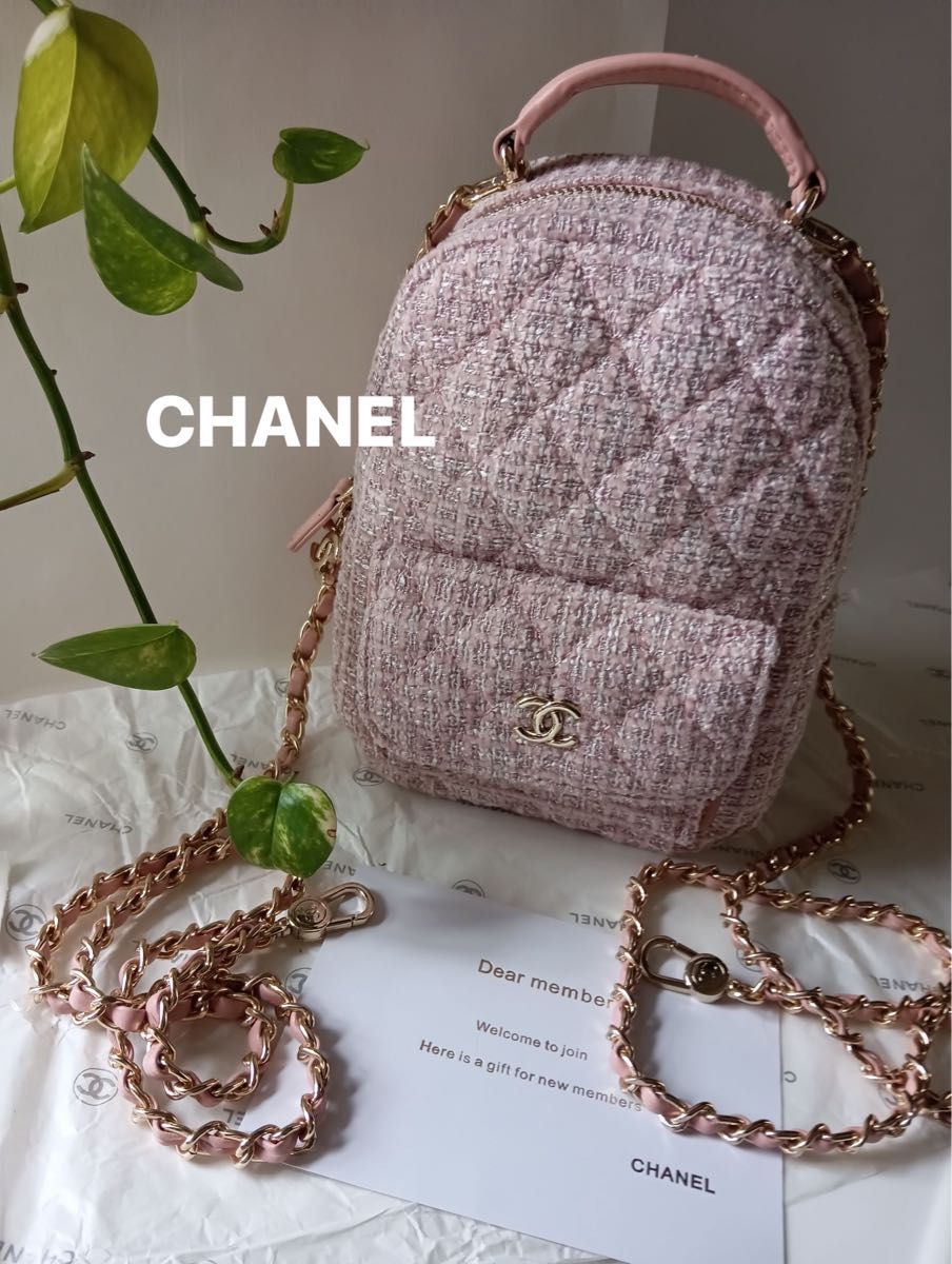 非売品 CHANEL シャネル ノベルティ リュック ピンクベージュ ツィード