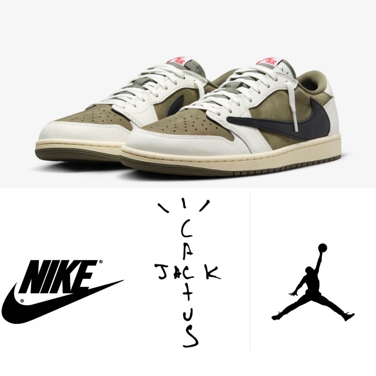 Travis Scott Nike Air Jordan 1 Low OG SP Reverse Olive 28cm 黒タグ