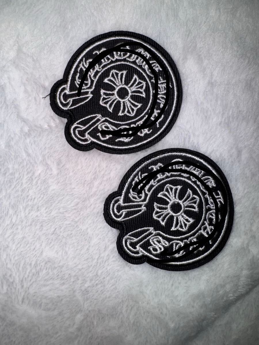 CHROME HEARTS クロムハーツ風ワッペン 2個セット ブラック｜Yahoo