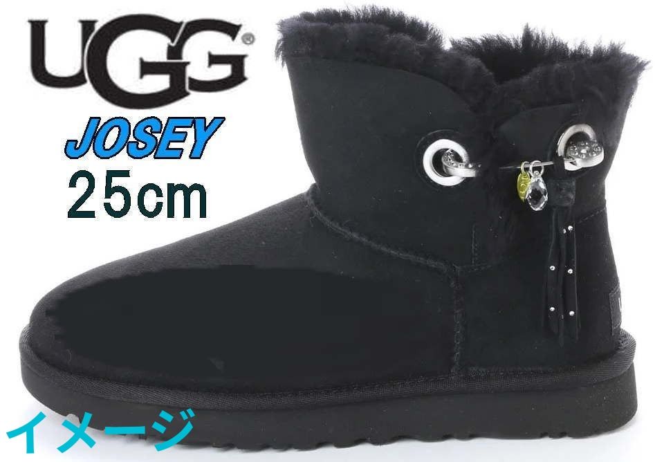 UGGアグ 25cm ムートンブーツ スワロチャームアクセサリー付 黒 シープ