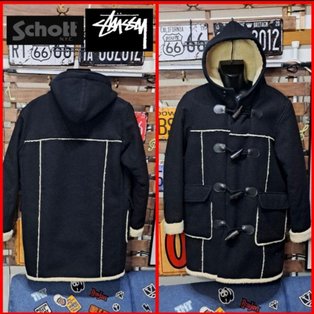 STUSSY×SCHOTT ステューシー ショット 裏ボア ムートン調 ダッフル