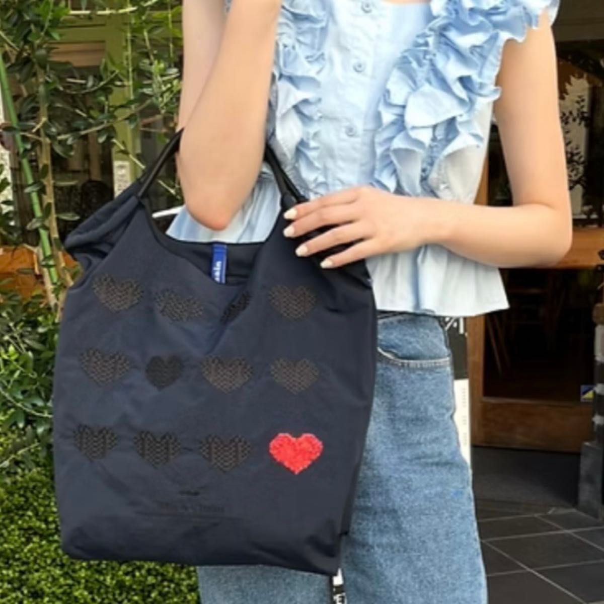 ボールアンドチェーン 神戸限定 ハート ネイビー赤スパンコール トート