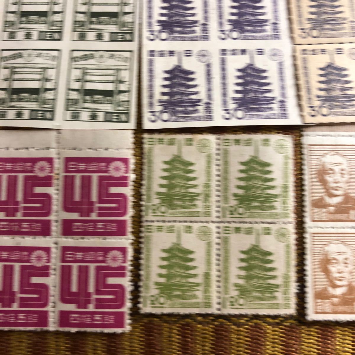 昭和12年〜26年発行銭単位の昭和切手 新昭和切手の銭単位切手25種×4枚