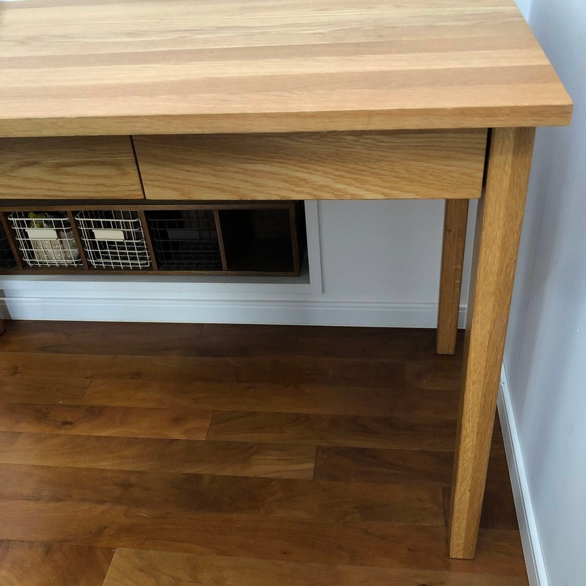 無印良品 MUJI 無垢材デスク(引出付) オーク材 木製デスク 学習机