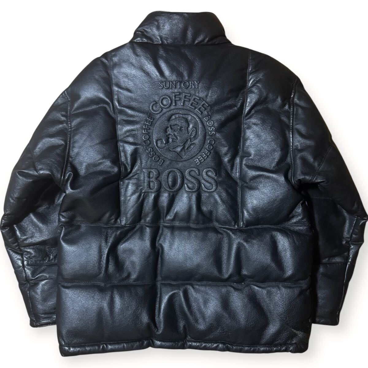 稀少 サントリー BOSS 10周年記念 エンボスロゴ 本革 レザー ダウン