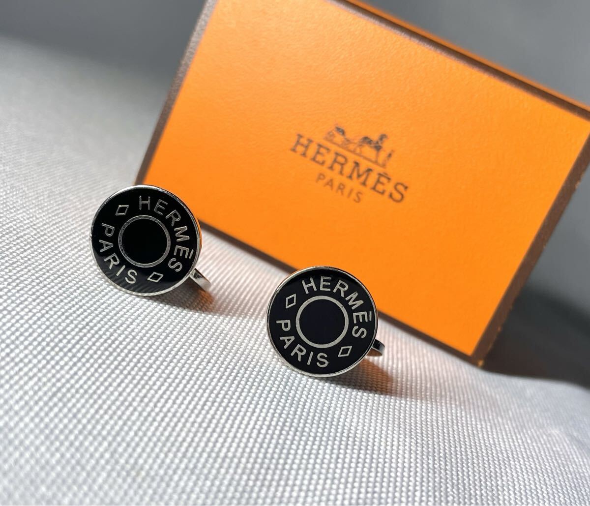 即決希少 HERMES エルメス セリエ ブランドロゴ チェーン カフス