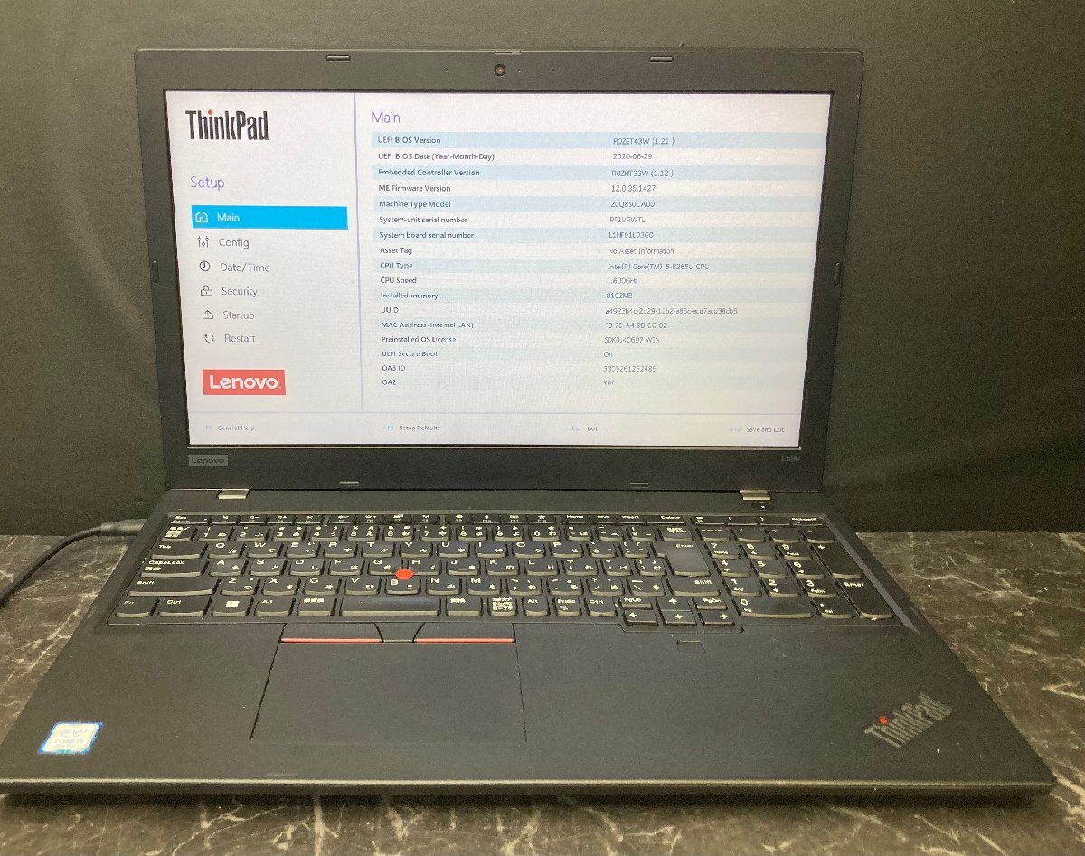 1円～ □ジャンク LENOVO ThinkPad L590 / 第8世代 / Core i5 8265U