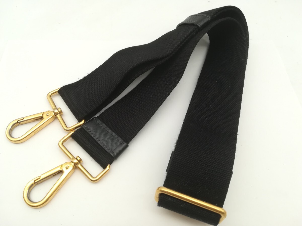 PRADA プラダ ショルダーストラップ ブラック ゴールド キャンバス