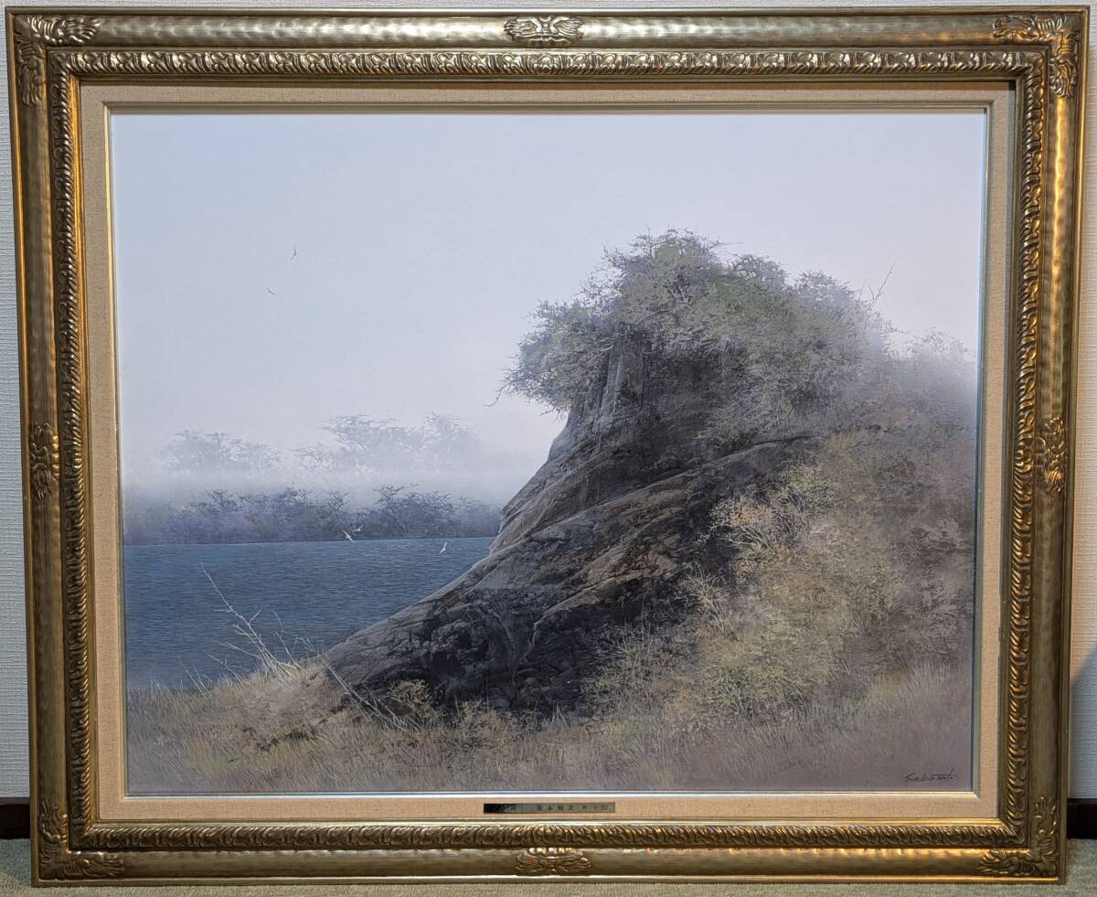 真作】絵画 阪本修次 油彩30号 翔 叙情的風景画 岩と