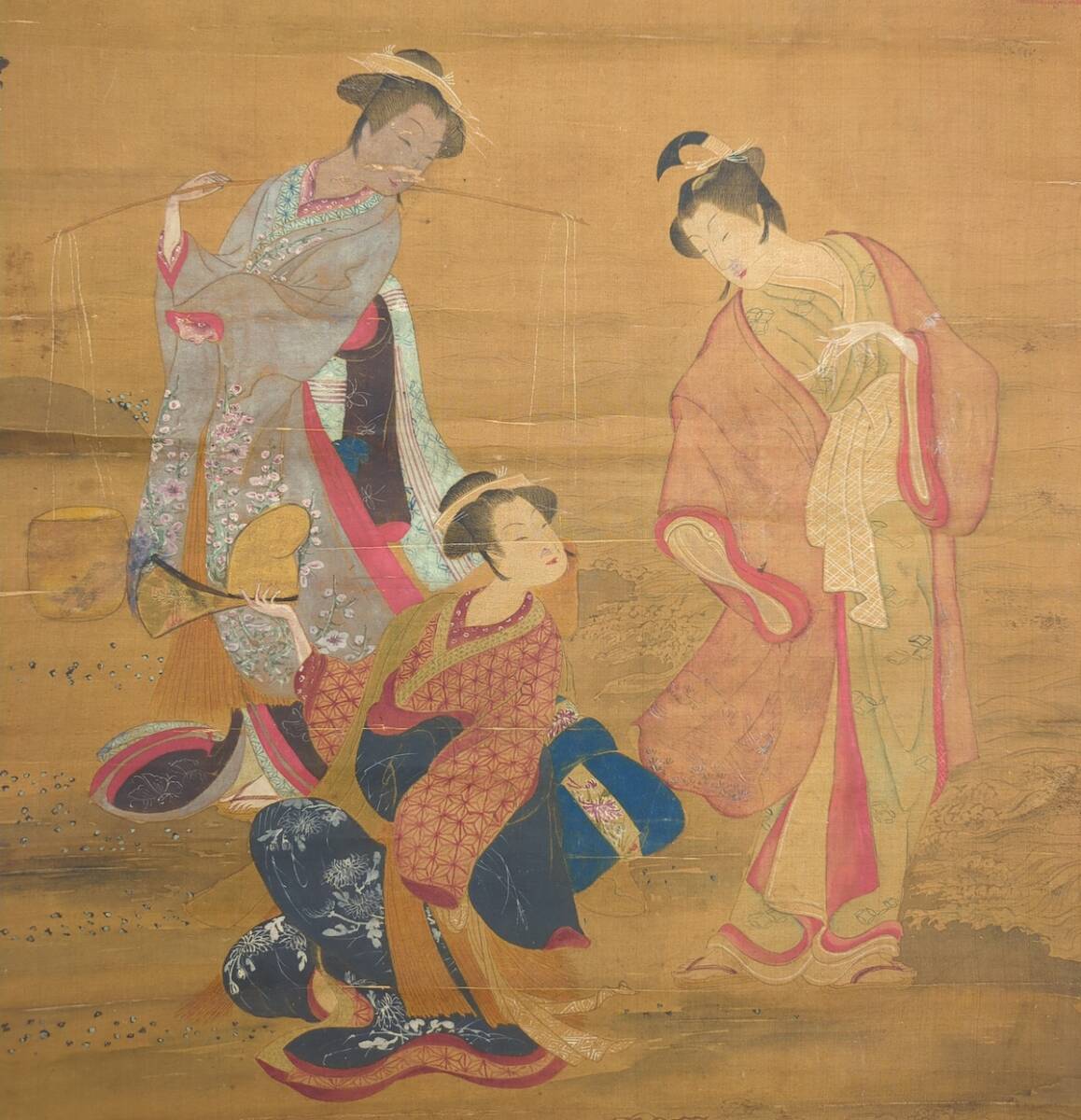 不詳/作者不詳/春郊牧牛画賛/絖本肉筆/布袋屋掛軸HB-138 不詳/作者不詳