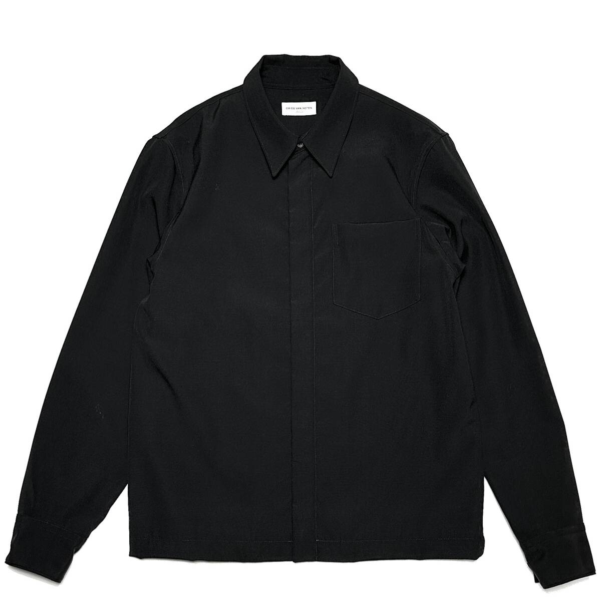 定価12万 DRIES VAN NOTEN wool zip shirt サイズM 黒 ドリスヴァン