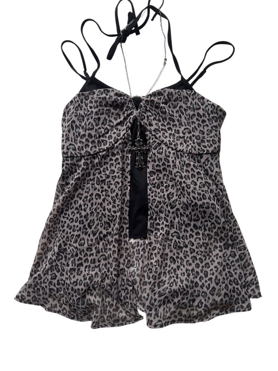 ギャル 姫ギャル 平成女児 y2k d i a風 ピンク フリル ヒョウ柄