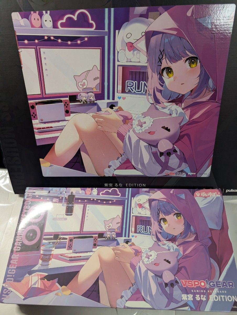 Vspo Gear 紫宮るな ゲーミング キーボード ガラスマウスパッド ぶいす