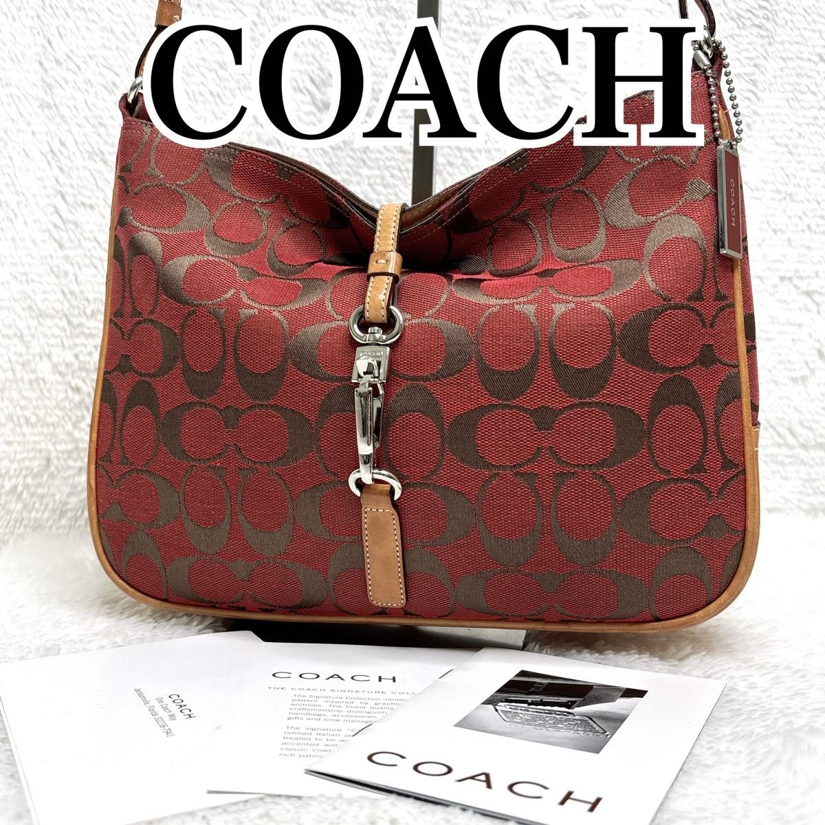 COACH コーチ 6091 レッド ワンショルダーバッグ シグネチャー 肩掛け