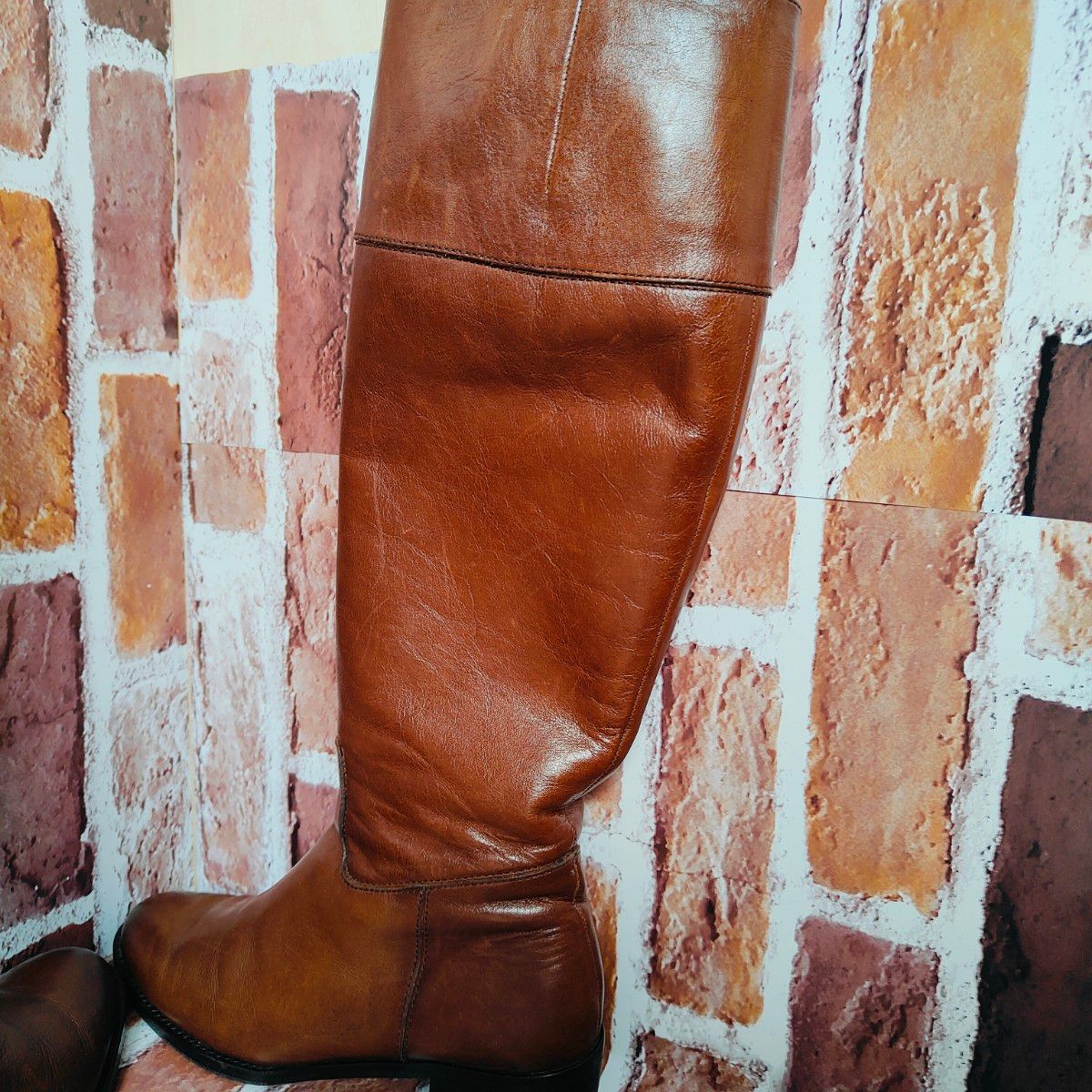 MARGARET HOWELL idea（23 5） サイドジップ レザー ロングブーツ