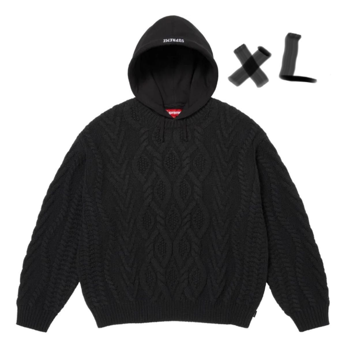 XL Supreme Cable Hooded Sweater セーター Black ブラック｜Yahoo