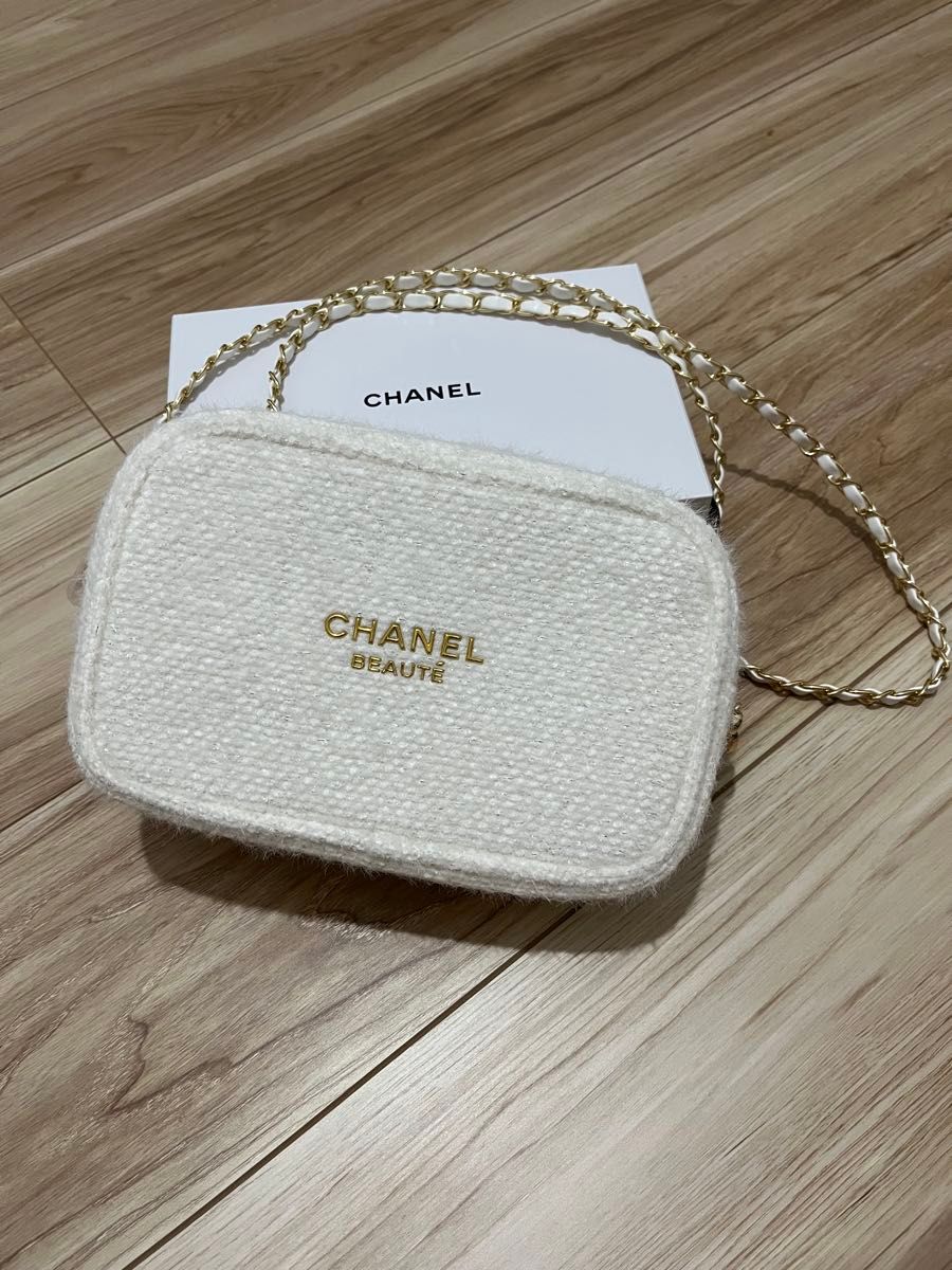 CHANEL シャネル ノベルティ ポーチ ショルダー ラメ ホワイト｜Yahoo