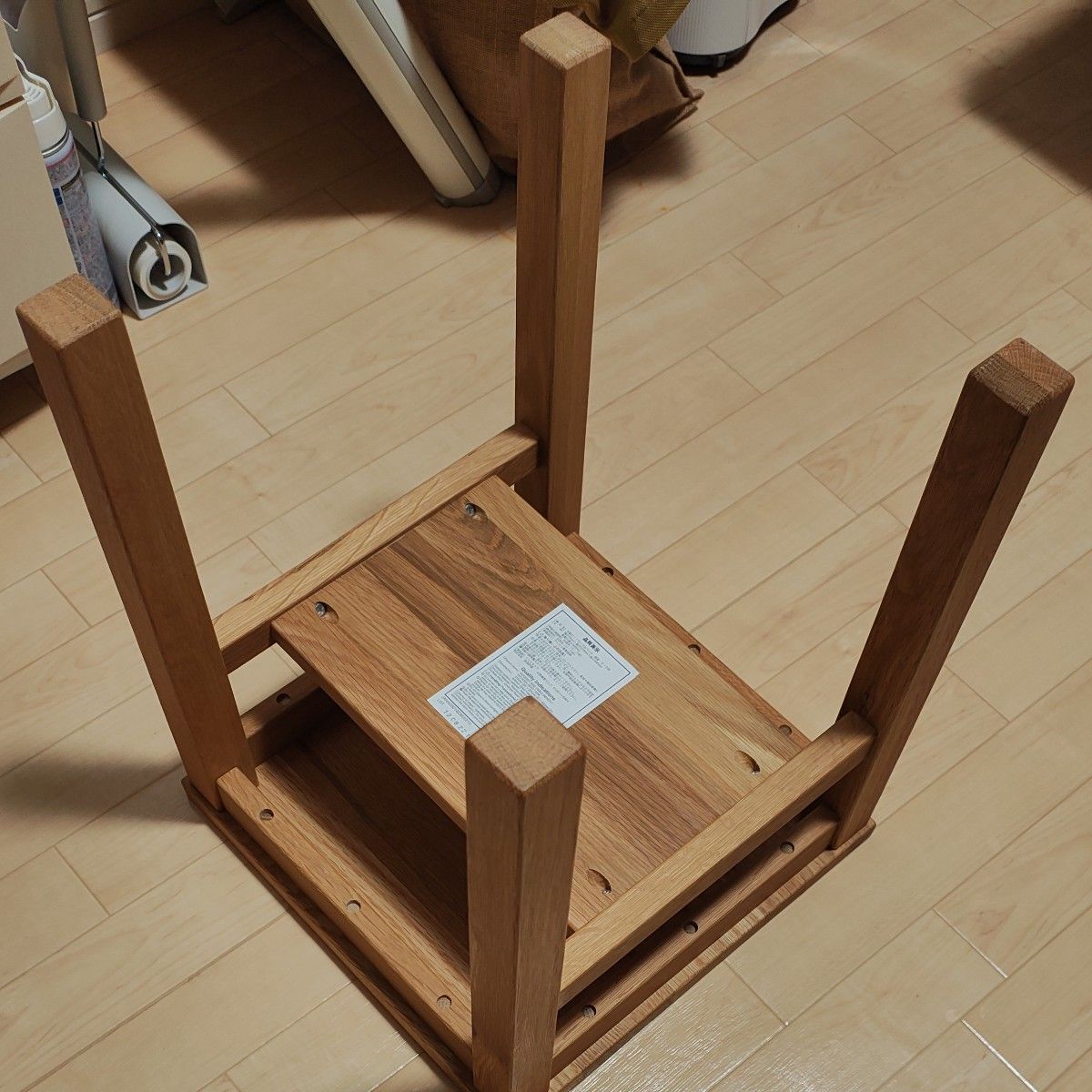 美品】無印 木製 サイドテーブルベンチ 板座 オーク材 無垢材 天然木