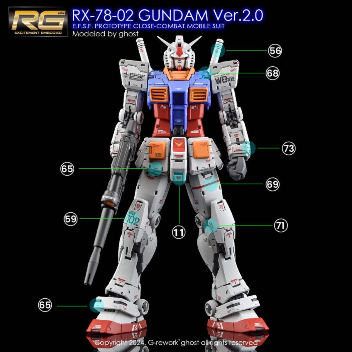 RG 1/144 RX-78-2 ガンダム Ver 2 0用水転写式デカール 炎社製