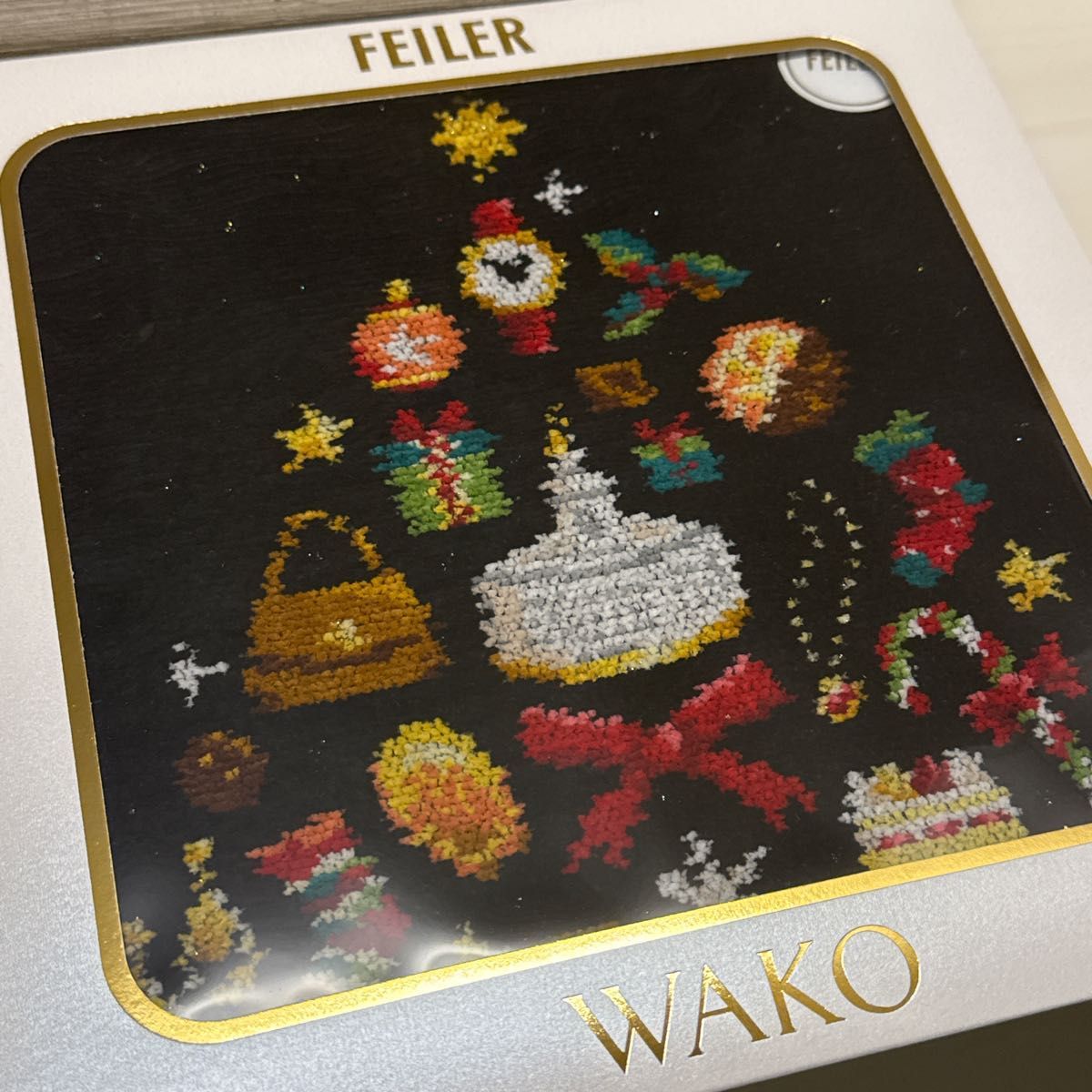新品 フェイラー 和光 wako ハンカチ WAKO TREE ブラック グリーン 2点