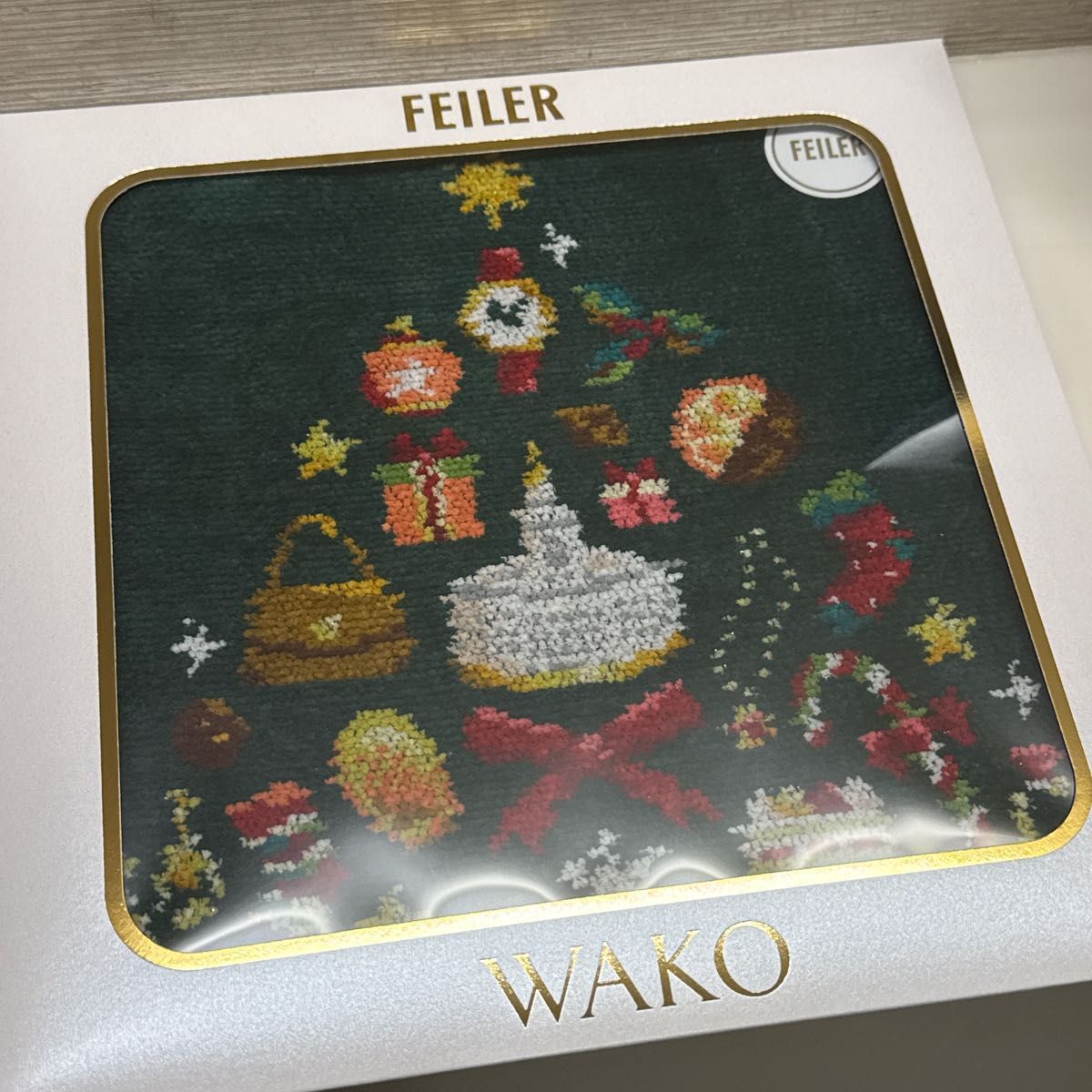 新品 フェイラー 和光 wako ハンカチ WAKO TREE ブラック グリーン 2点