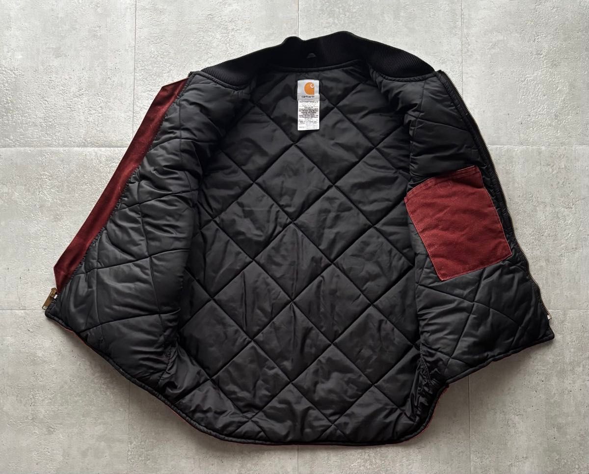 レア美品 Carhartt ダックベスト カーディナルレッドXL カレッジロゴ