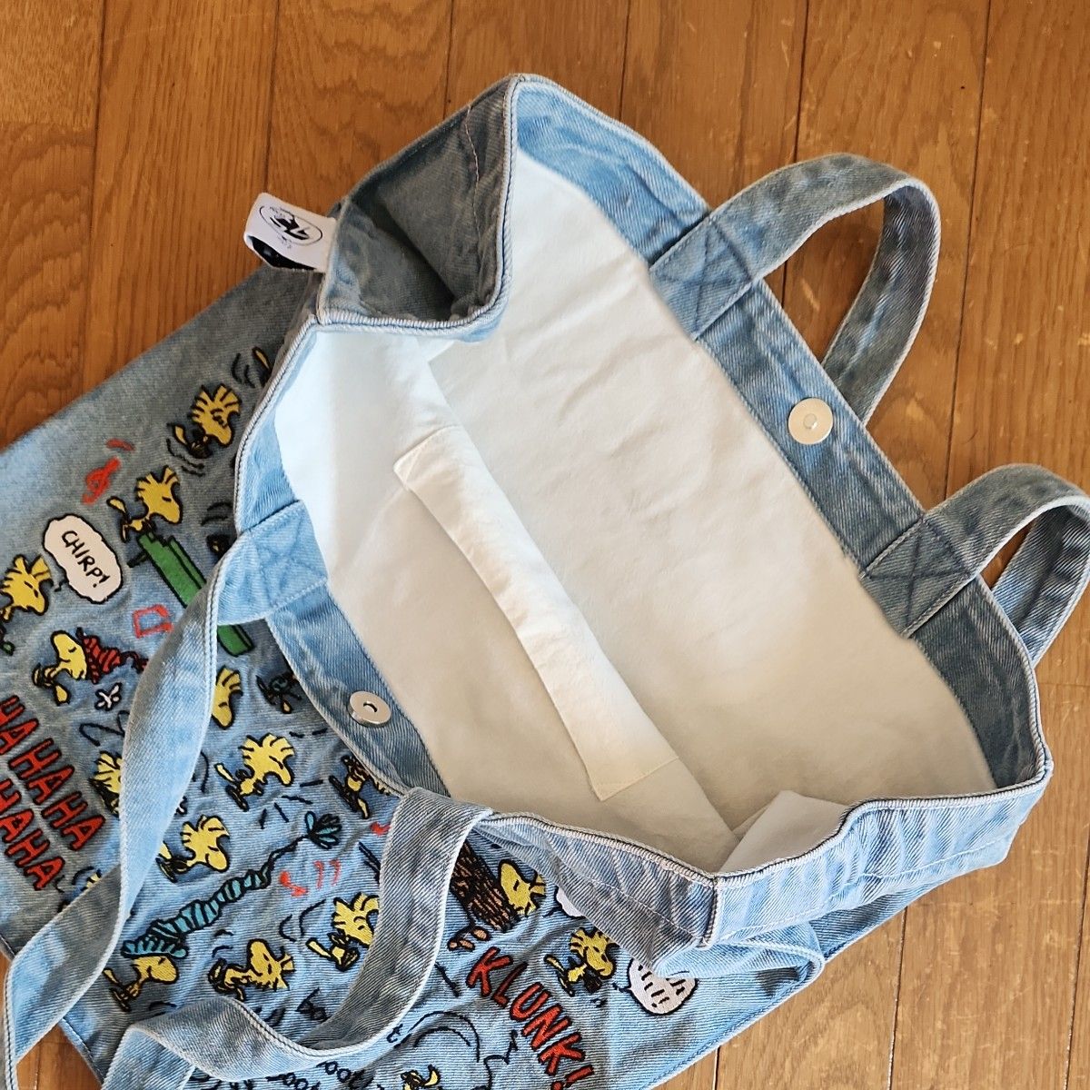 スヌーピー 刺繍デニムトートバッグ SNOOPY TOWN ウッドストック75周年